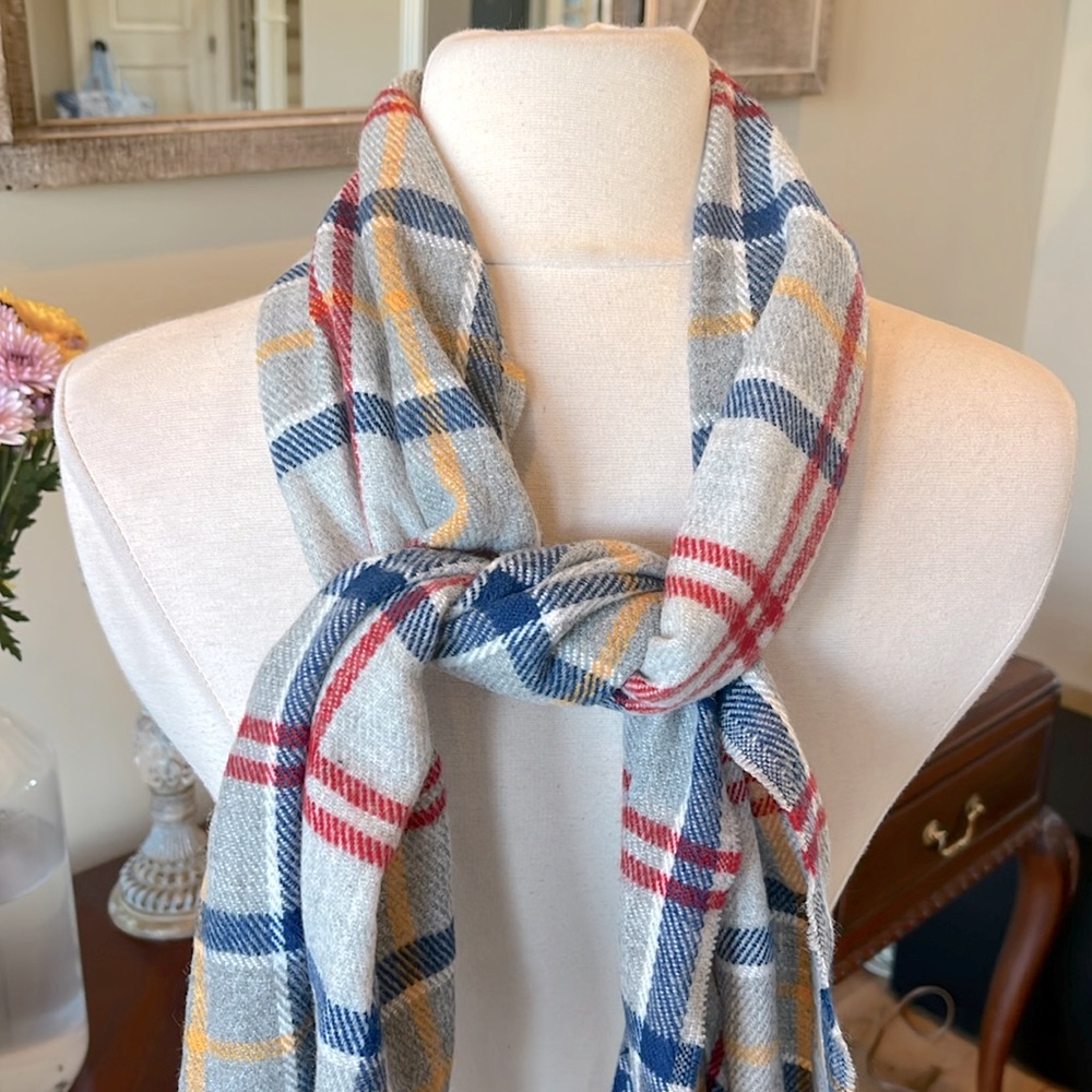 Gray Plaid Scarf Acrylic Winter Lightweight Womens Old Navy